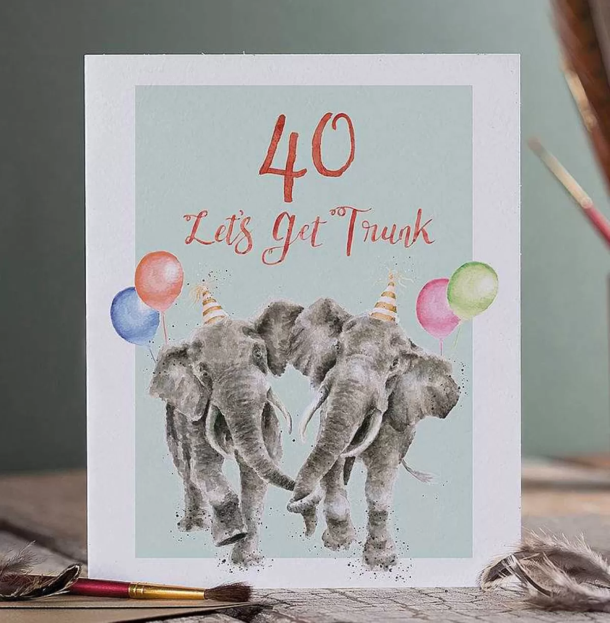 Party Animal Celebration>Wrendale Designs 40 Let'S Get Trunk' Elephant Birthday Card