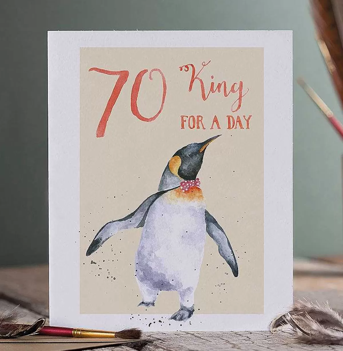 Party Animal Celebration>Wrendale Designs 70 King For A Day' Penguin Birthday Card