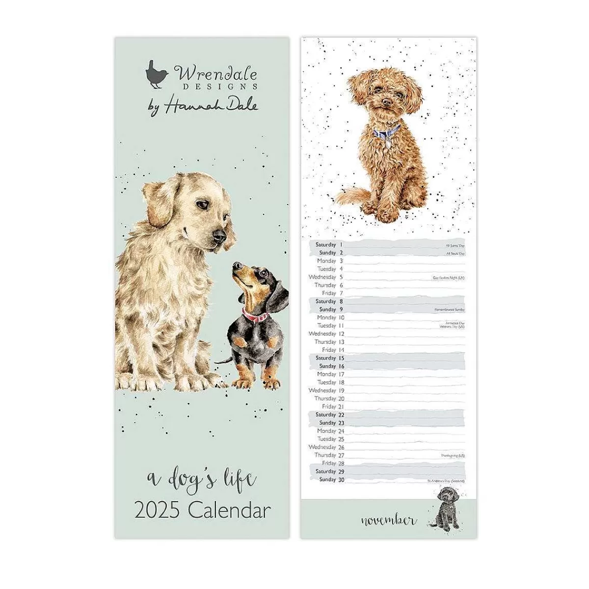 2024 Diaries & Calendars>Wrendale Designs A Dog'S Life' Slim Calendar 2025