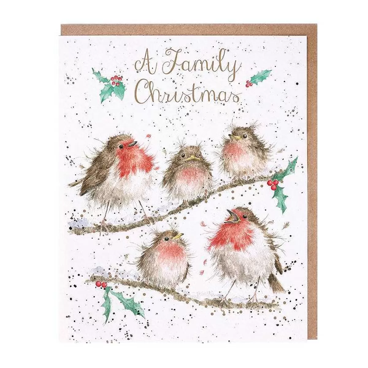 Single Christmas Cards>Wrendale Designs A Family Christmas' Robin Card