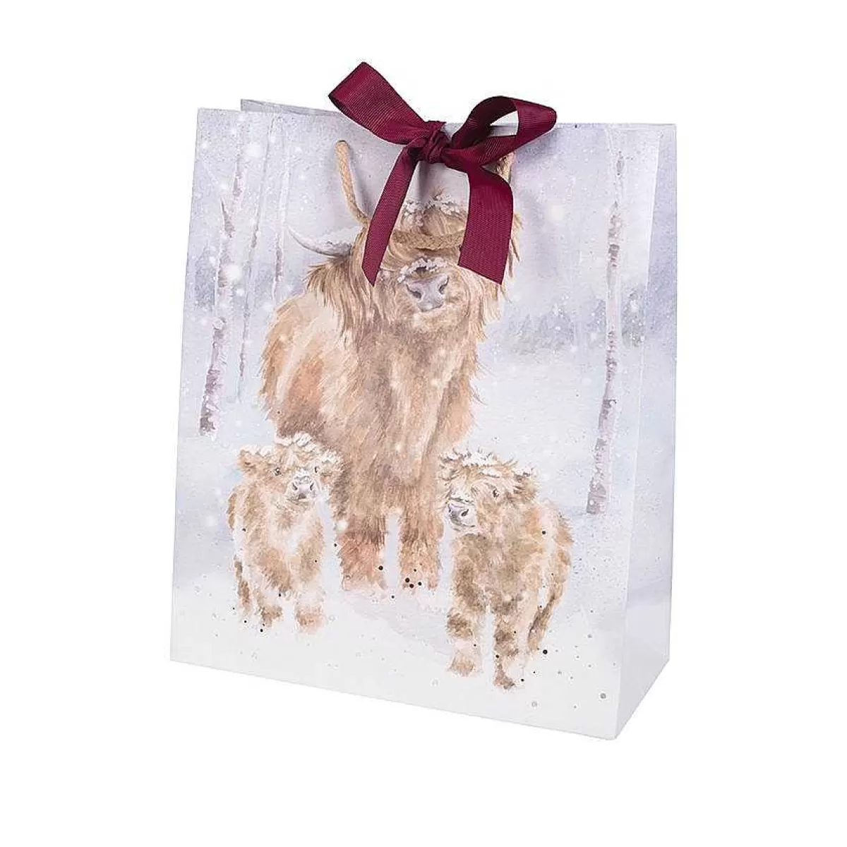 Gift Bags>Wrendale Designs A Highland Christmas' Highland Cow Large Gift Bag