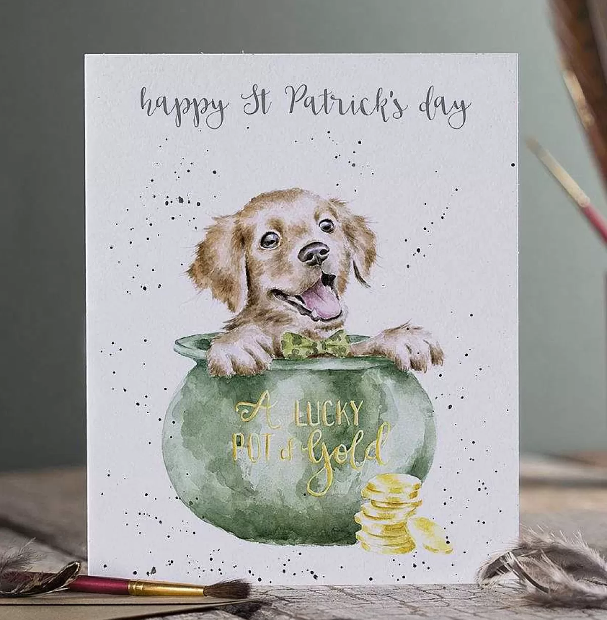 St Patrick'S Day Cards>Wrendale Designs A Lucky Pot Of Gold' St Patrick'S Day Card