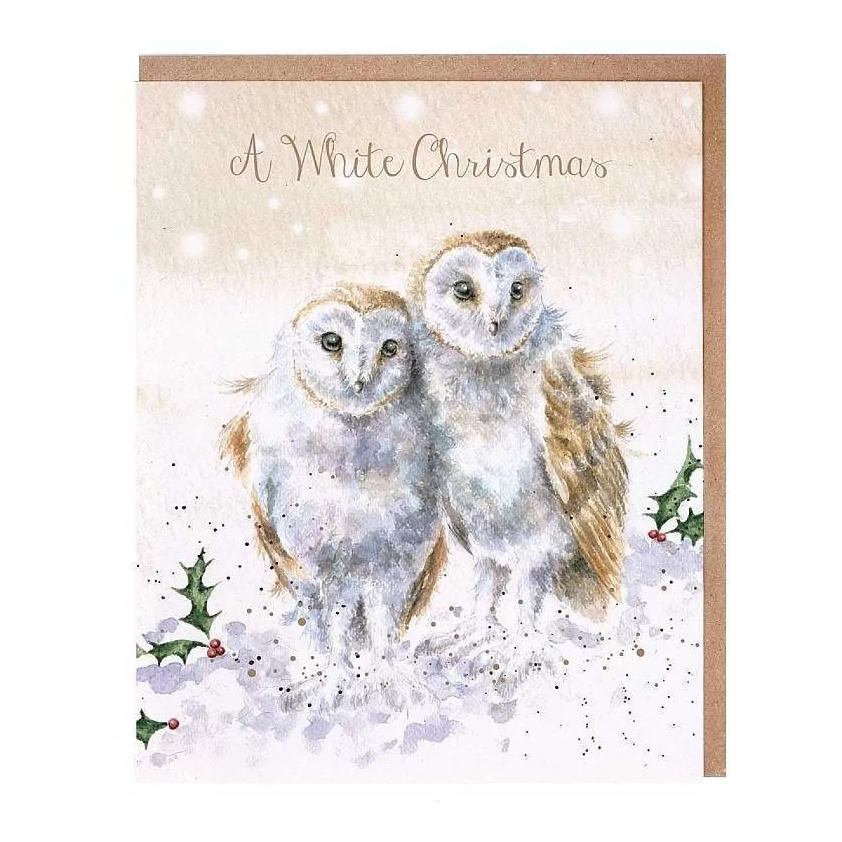 Single Christmas Cards>Wrendale Designs A White Christmas' Owl Card