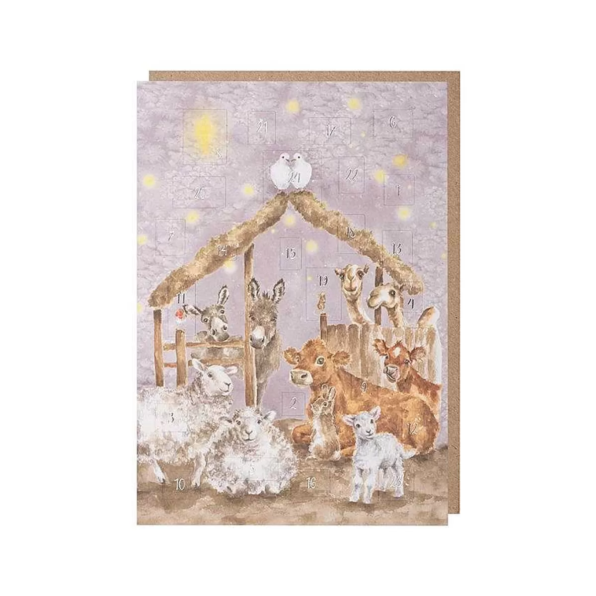 Advent Calendar Cards>Wrendale Designs Away In A Manger' Farmyard Animal Advent Calendar Card