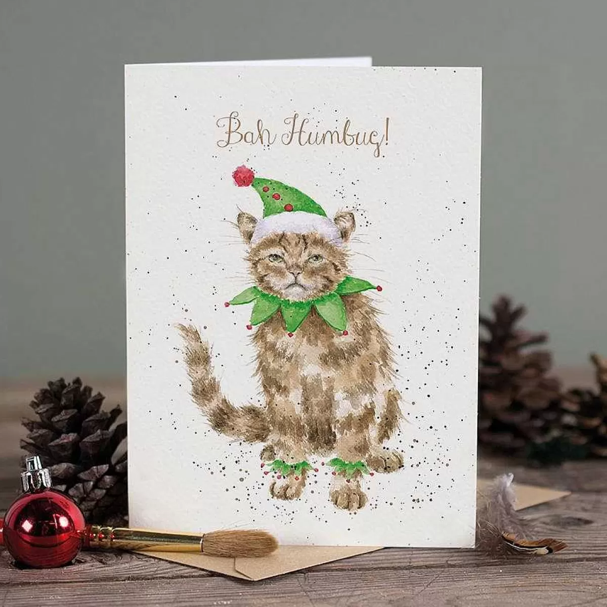 Single Christmas Cards>Wrendale Designs Bah Humbug!' Cat Card