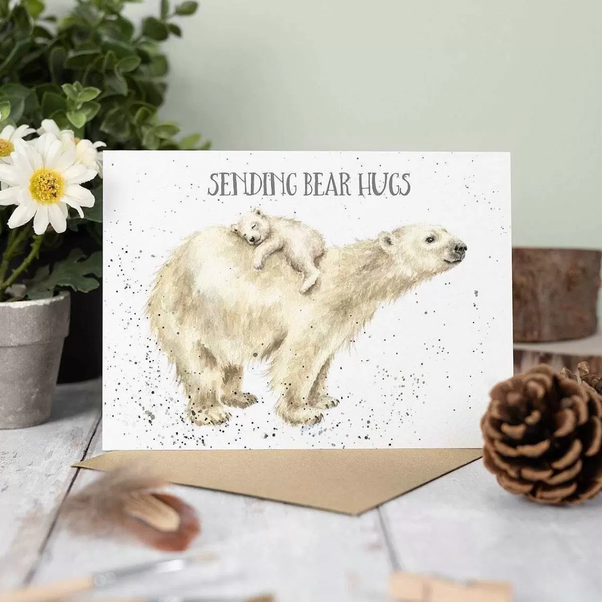 Just To Say>Wrendale Designs Bear Hug' Polar Bear Card