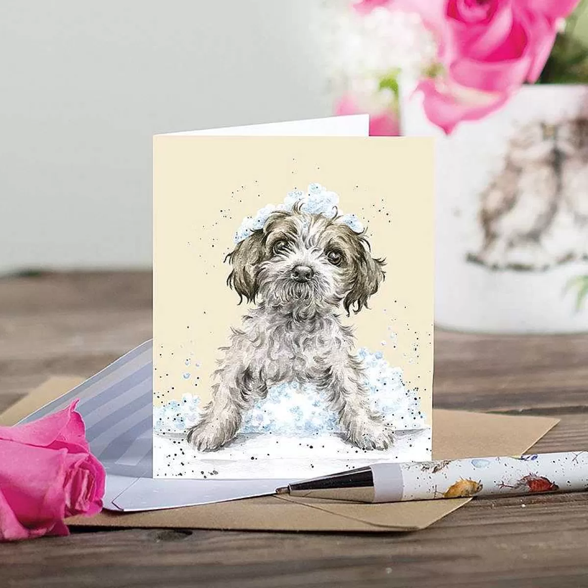 Gift Enclosure Cards>Wrendale Designs Birthday Bubbles' Dog Enclosure Card