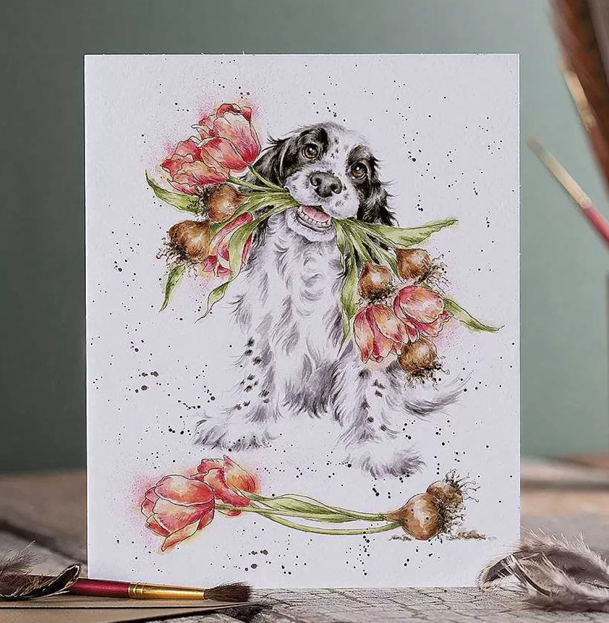 The Country Set>Wrendale Designs Blooming With Love' Spaniel Card