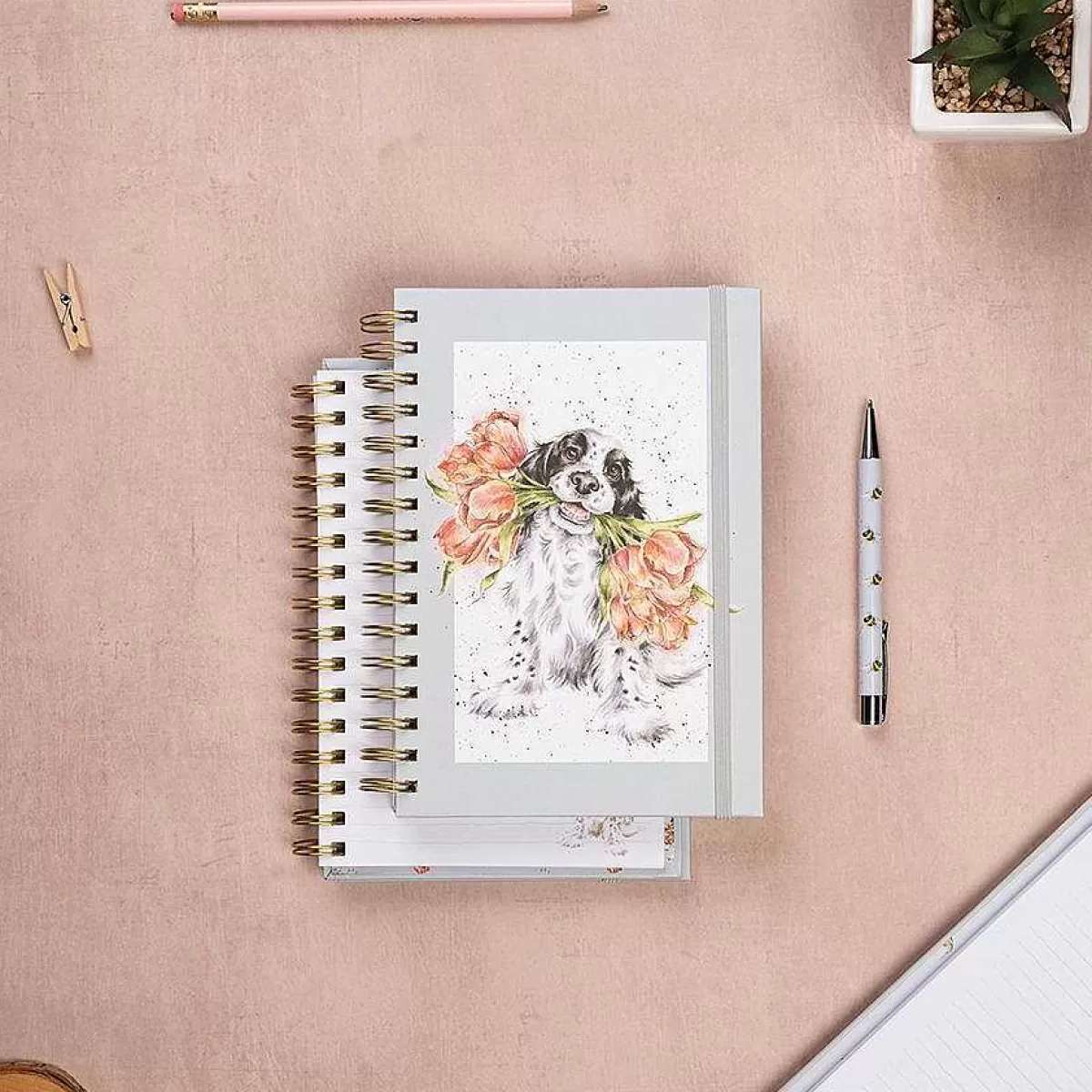 Notebooks & Journals>Wrendale Designs Blooming With Love' Spaniel Spiral Bound Journal