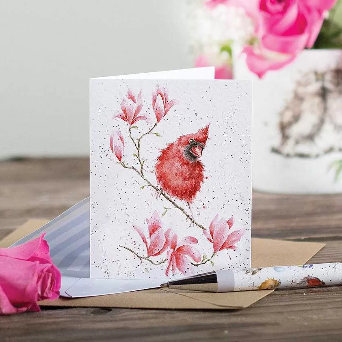 Gift Enclosure Cards>Wrendale Designs Blossom' Cardinal Bird Enclosure Card