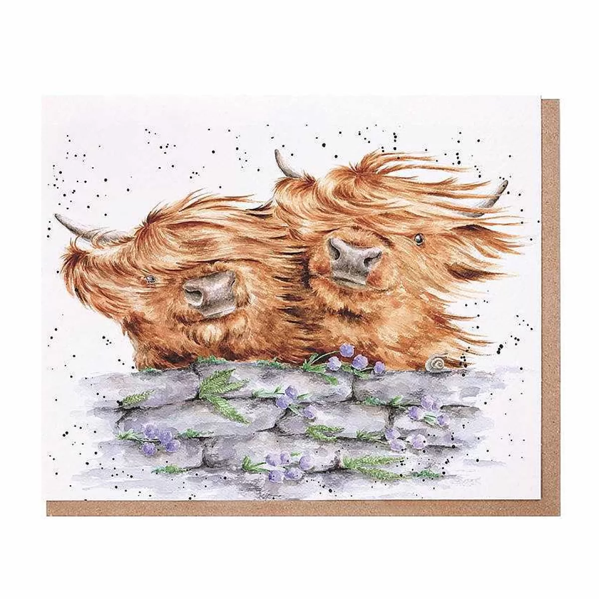 The Country Set>Wrendale Designs Blown Away' Highland Cow Card