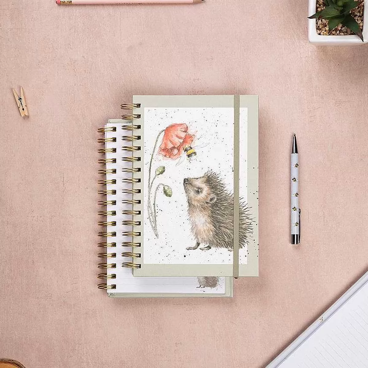 Notebooks & Journals>Wrendale Designs Busy As A Bee' Hedgehog Spiral Bound Journal