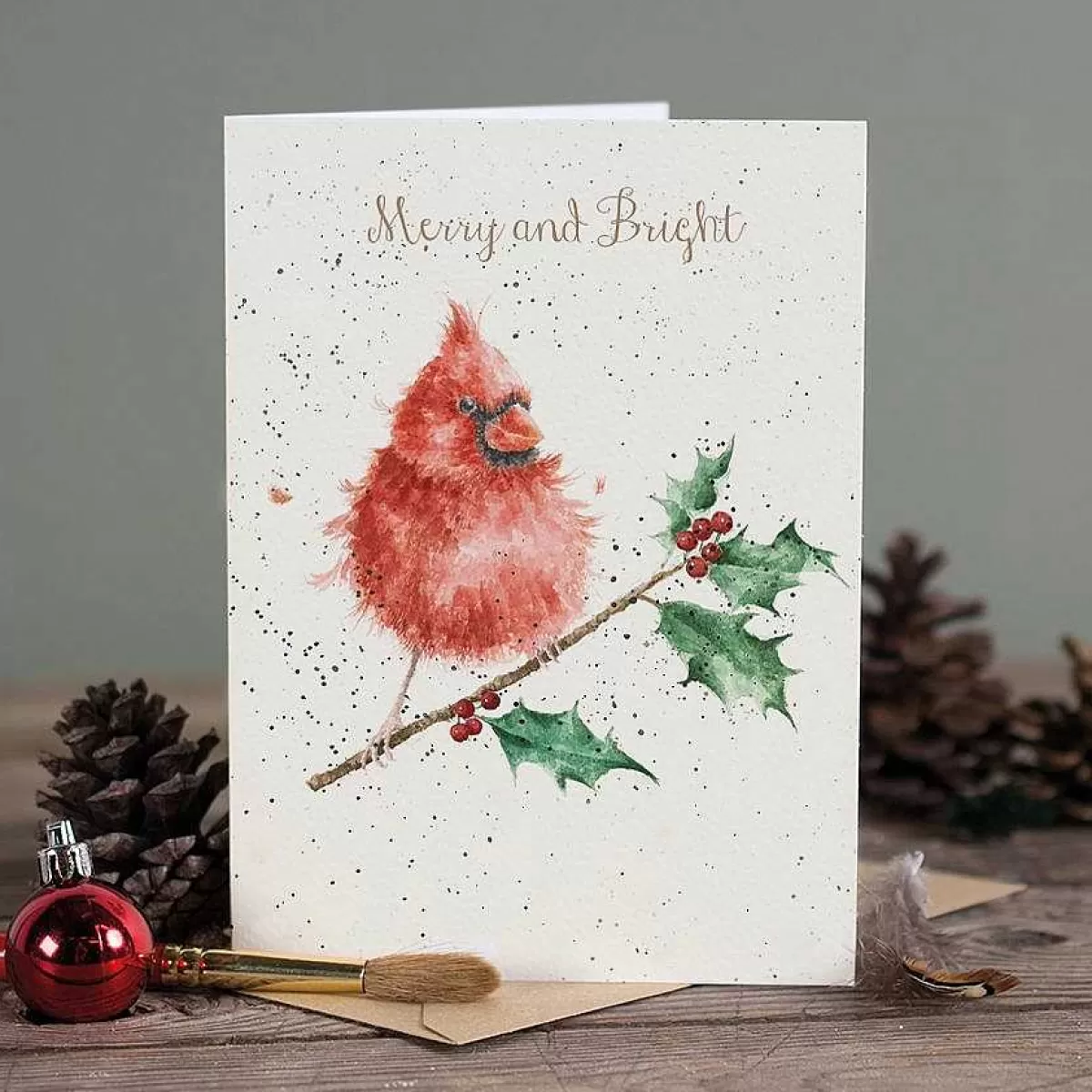 Single Christmas Cards>Wrendale Designs Cardinal Christmas' Cardinal Bird Card