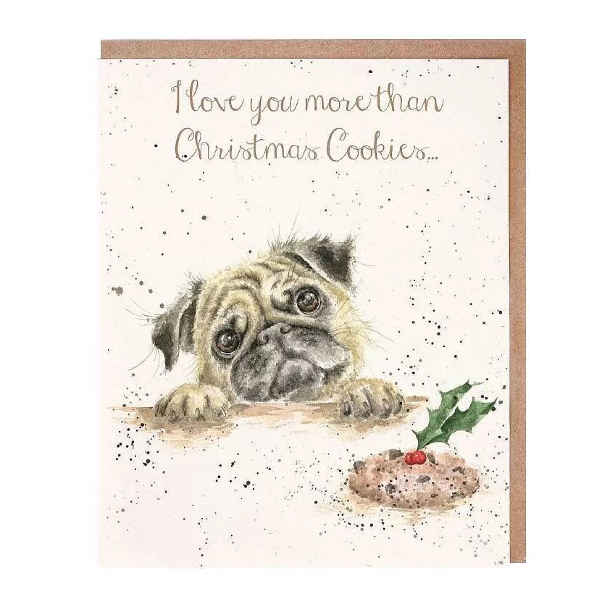 Single Relation Cards>Wrendale Designs Christmas Cookies' Pug Card