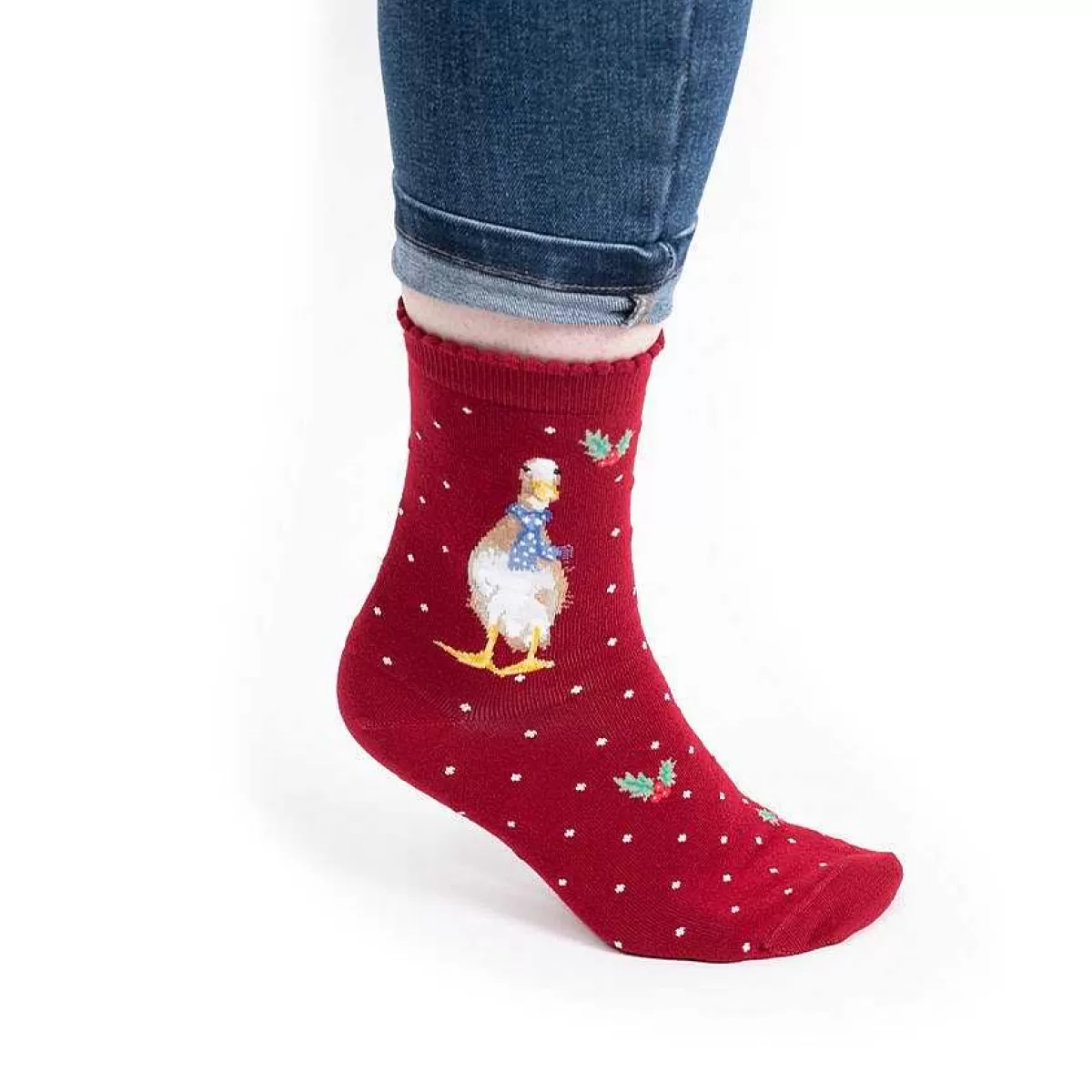 Socks>Wrendale Designs Christmas Scarves' Duck Socks