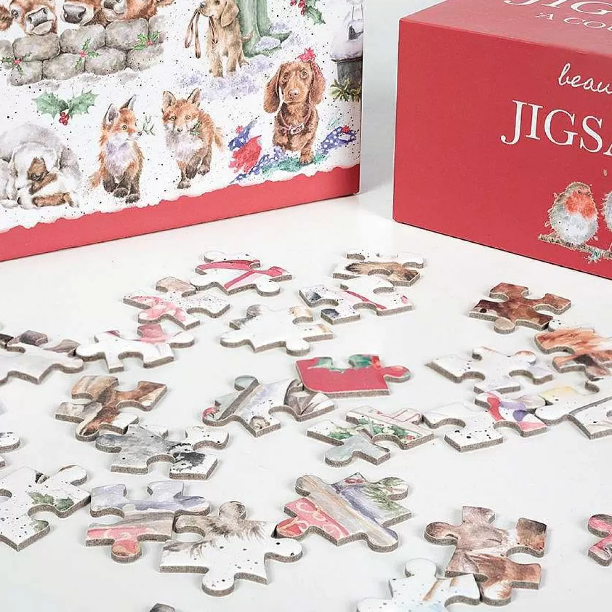 Jigsaw Puzzles & Playing Cards>Wrendale Designs Country Set Christmas' Animal Jigsaw Puzzle