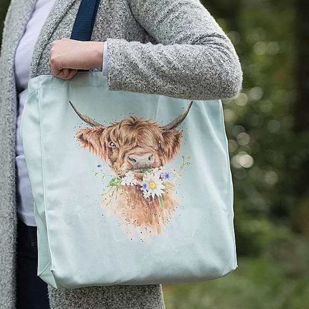 Canvas & Foldable Shopping Bags>Wrendale Designs Daisy Coo' Highland Cow Canvas Bag