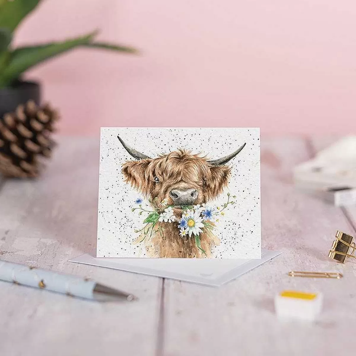 Gift Enclosure Cards>Wrendale Designs Daisy Coo' Highland Cow Enclosure Card