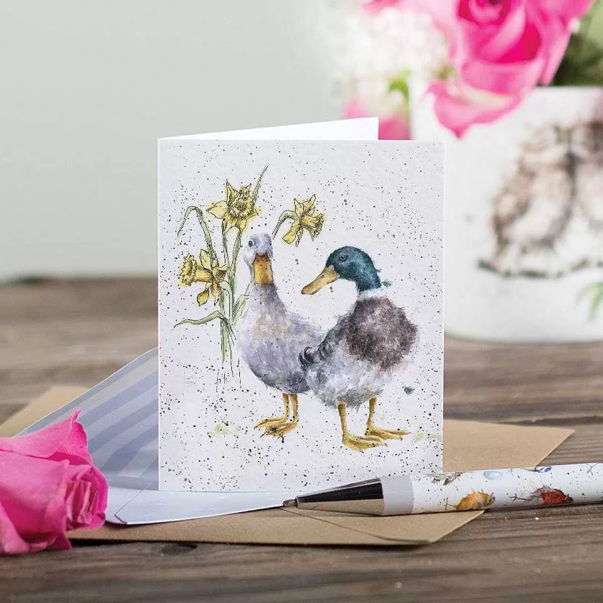 Gift Enclosure Cards>Wrendale Designs Ducks And Daffs' Duck Enclosure Card