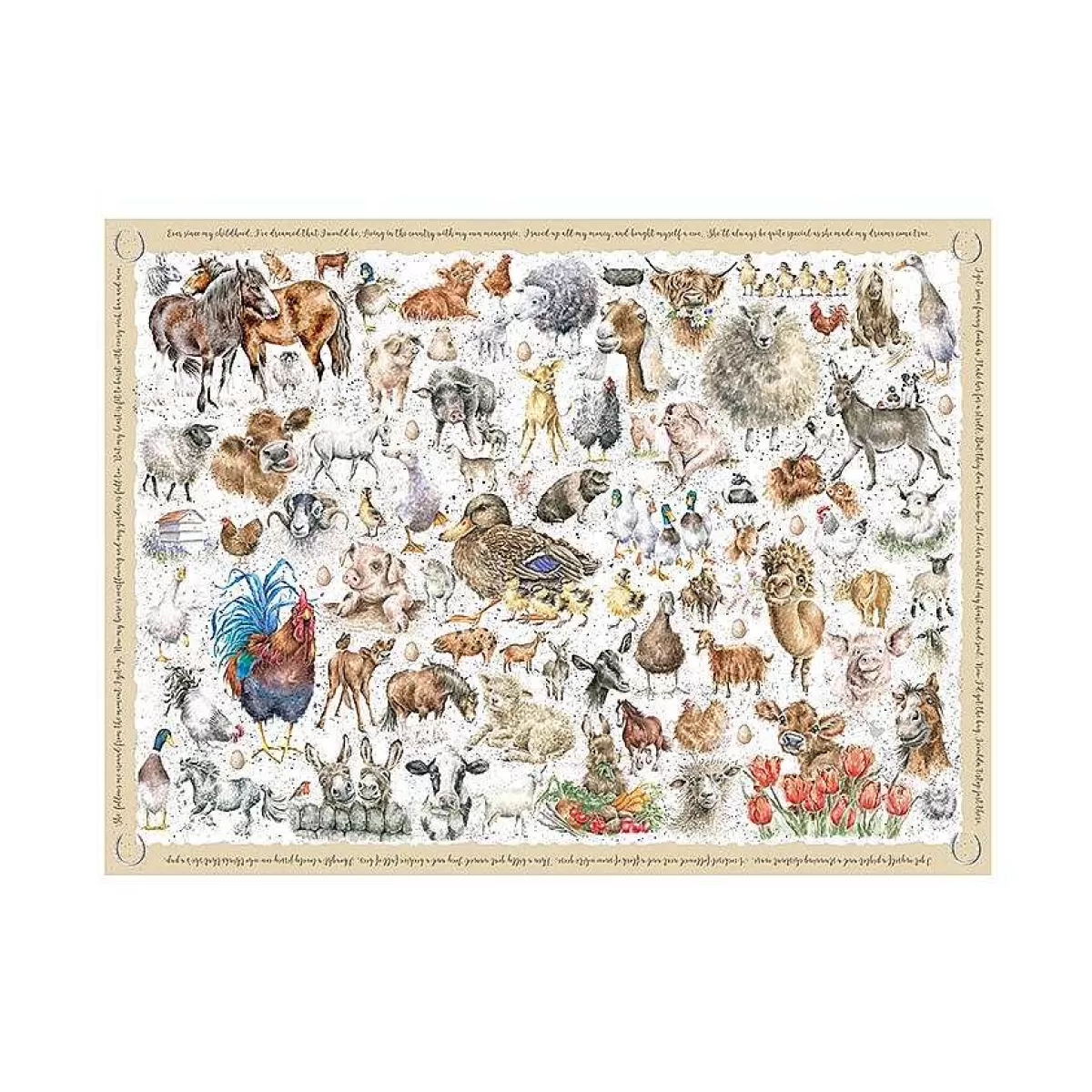 Jigsaw Puzzles & Playing Cards>Wrendale Designs Farmyard Friends' Farmyard Animal Jigsaw Puzzle