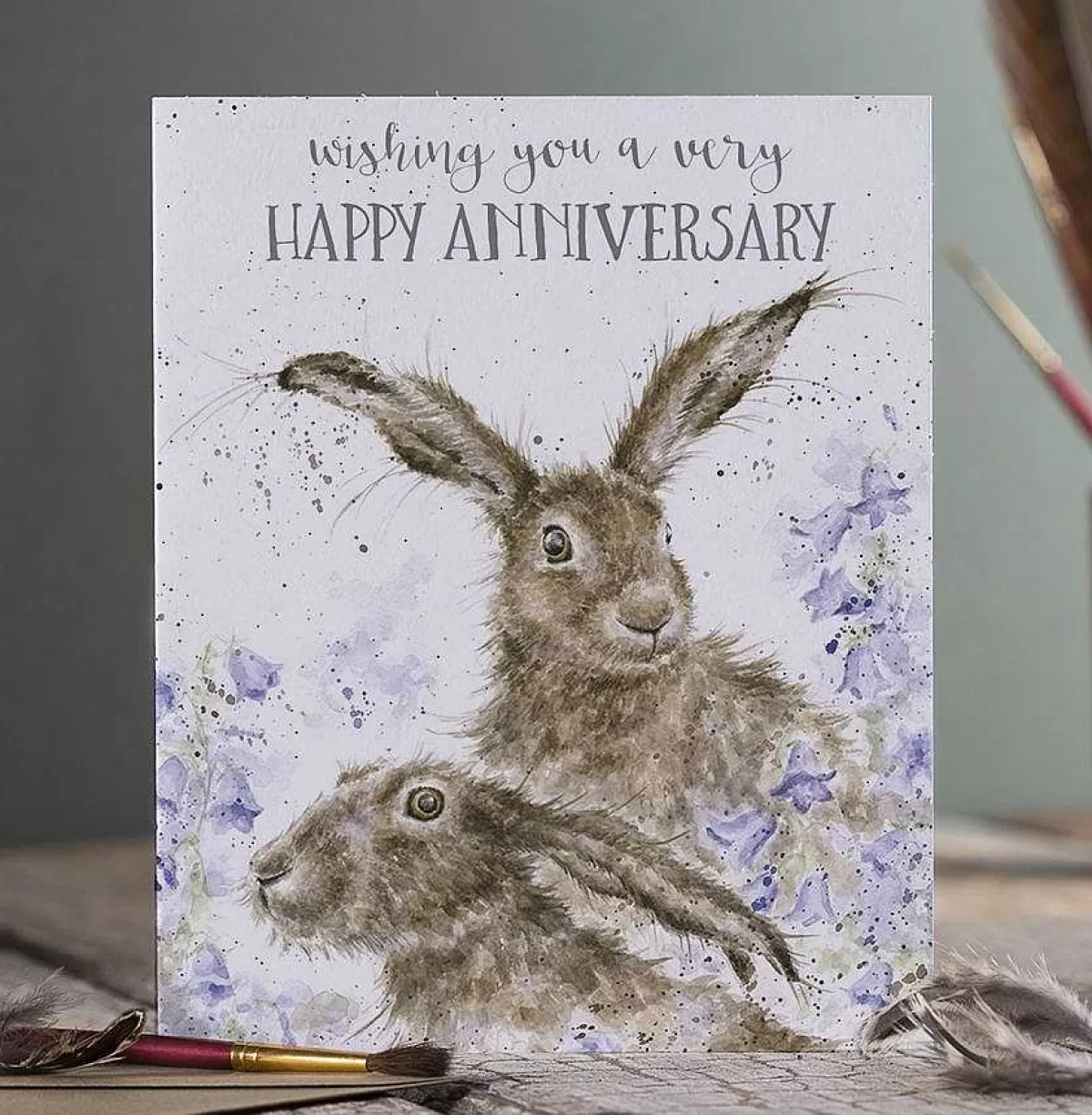 Anniversary>Wrendale Designs Field Of Flowers' Hare Anniversary Card