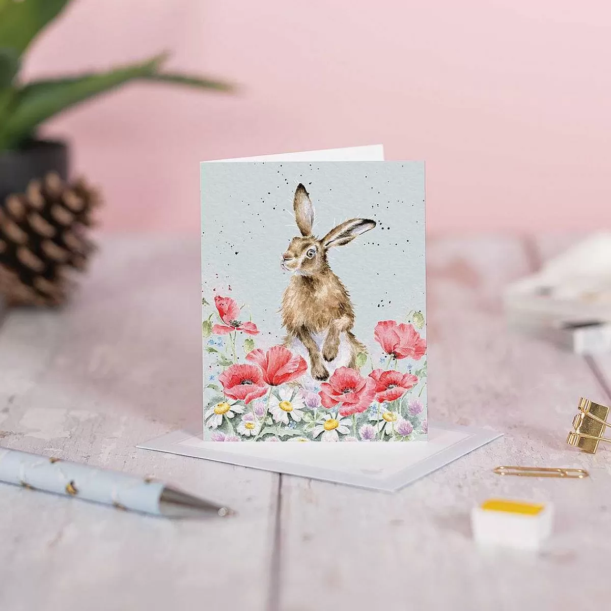 Gift Enclosure Cards>Wrendale Designs Field Of Flowers' Hare Gift Enclosure Card