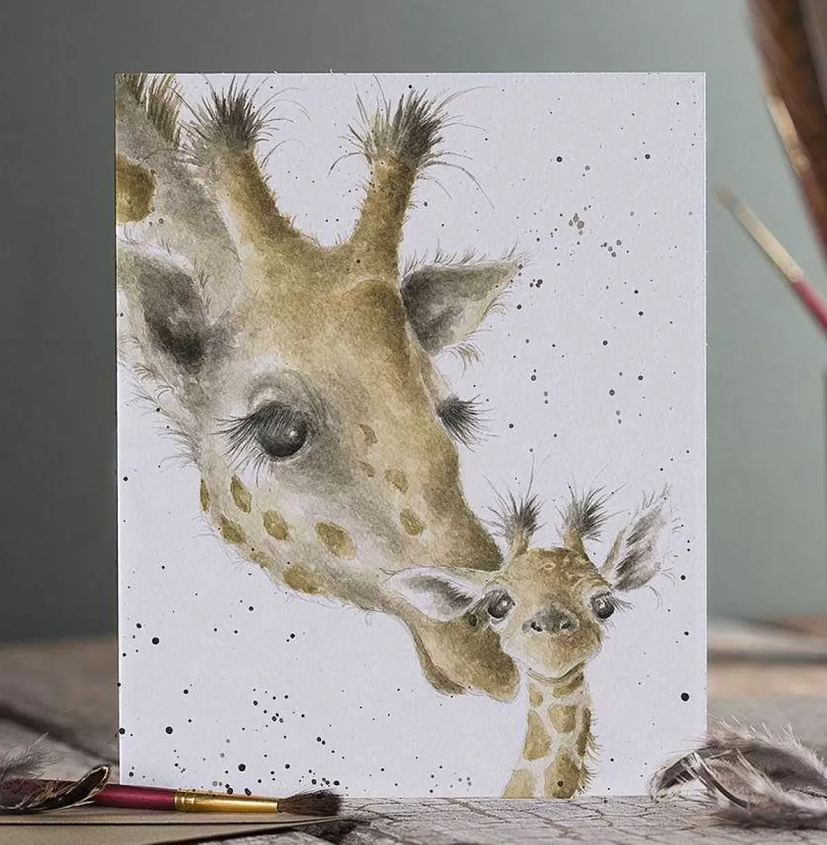 The Zoology Collection>Wrendale Designs First Kiss' Giraffe Card