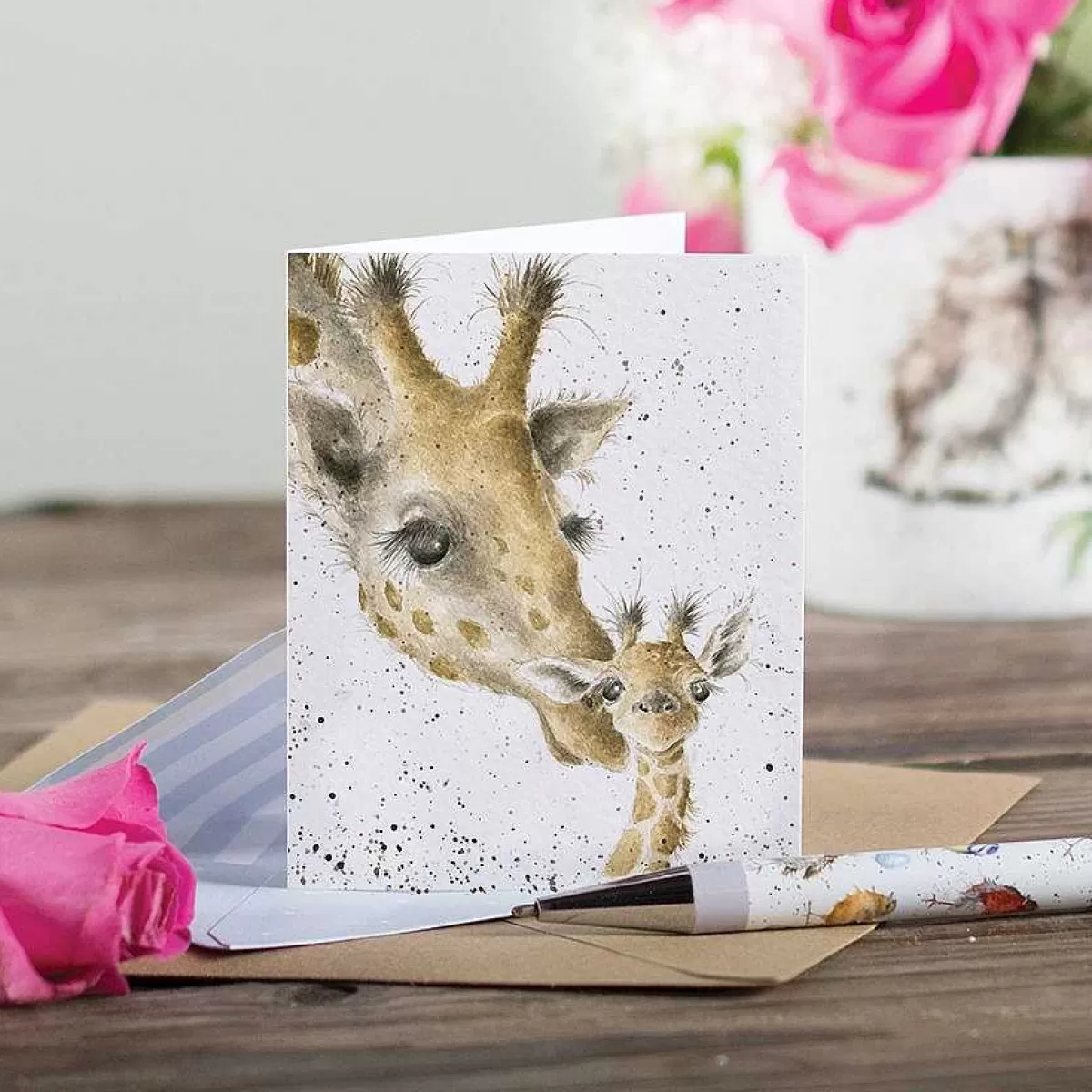 Gift Enclosure Cards>Wrendale Designs First Kiss' Giraffe Enclosure Card