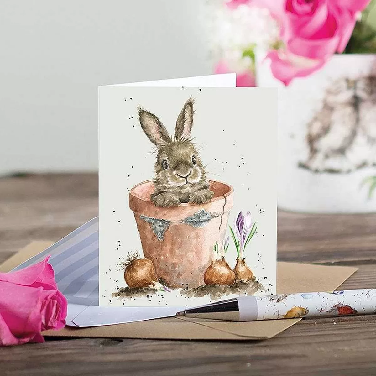 Gift Enclosure Cards>Wrendale Designs Flower Pot Bunny' Rabbit Enclosure Card