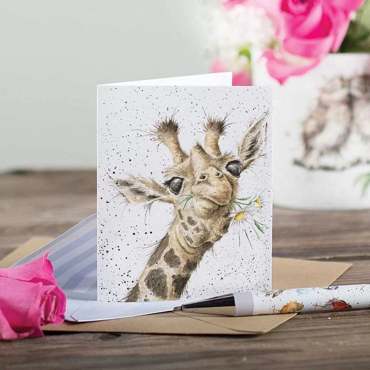 Gift Enclosure Cards>Wrendale Designs Flowers' Giraffe Enclosure Card