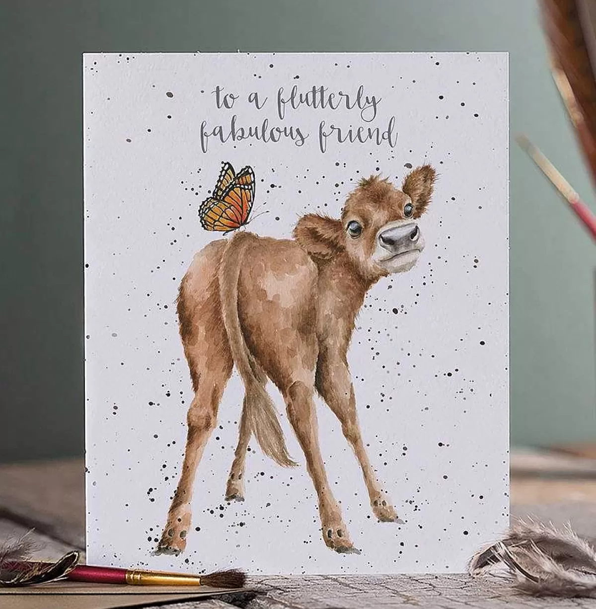 Friendship>Wrendale Designs Flutterly Fabulous Friend' Cow Friendship Card