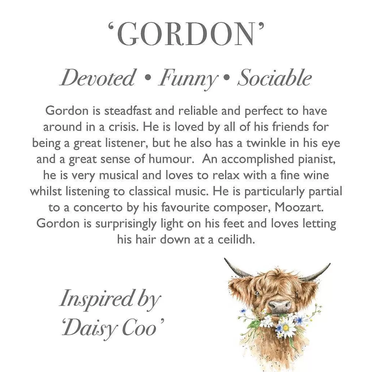 Plush Toy Collection>Wrendale Designs Gordon' Highland Cow Character