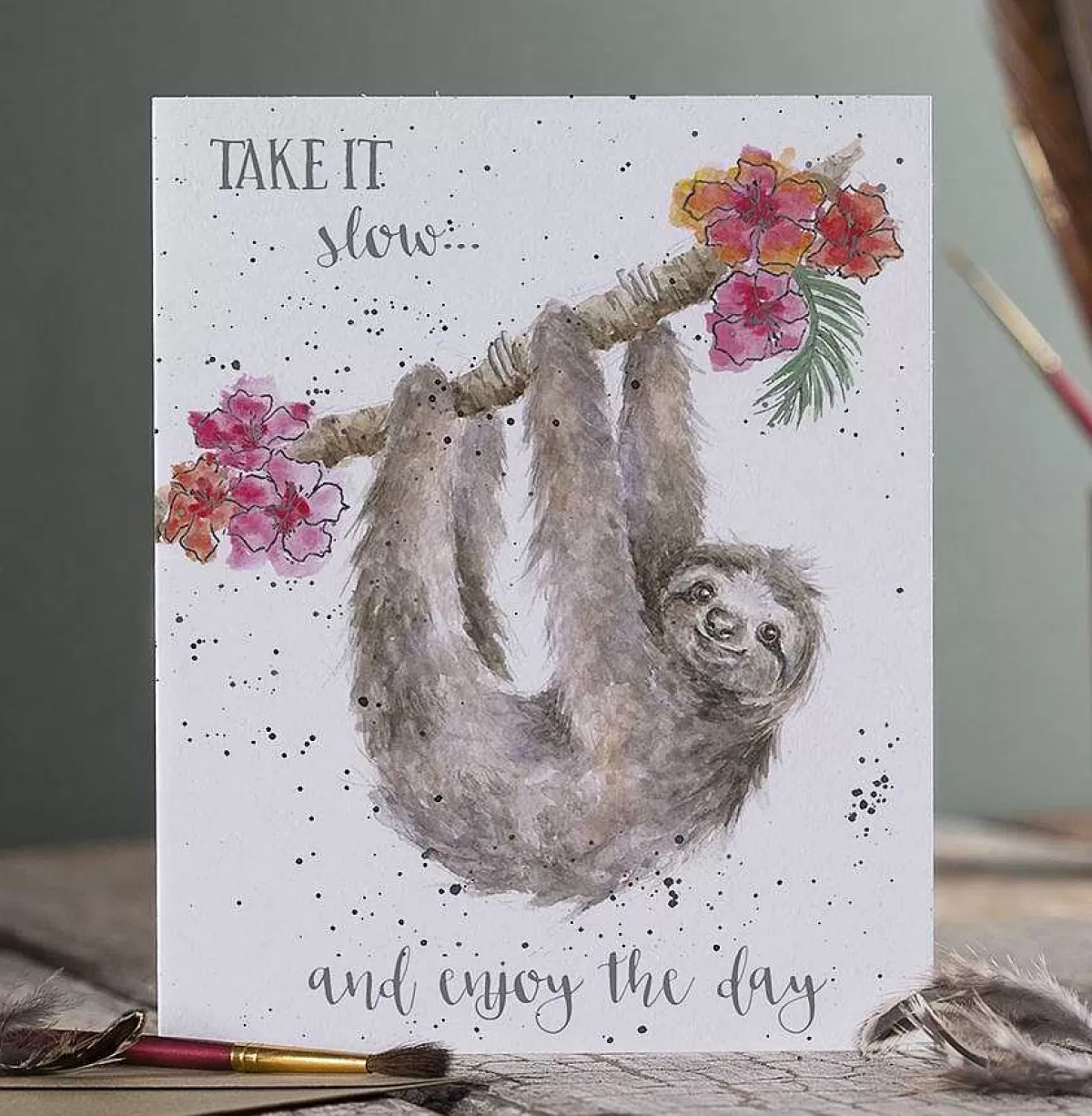 The Zoology Collection>Wrendale Designs Hanging Around' Sloth Card