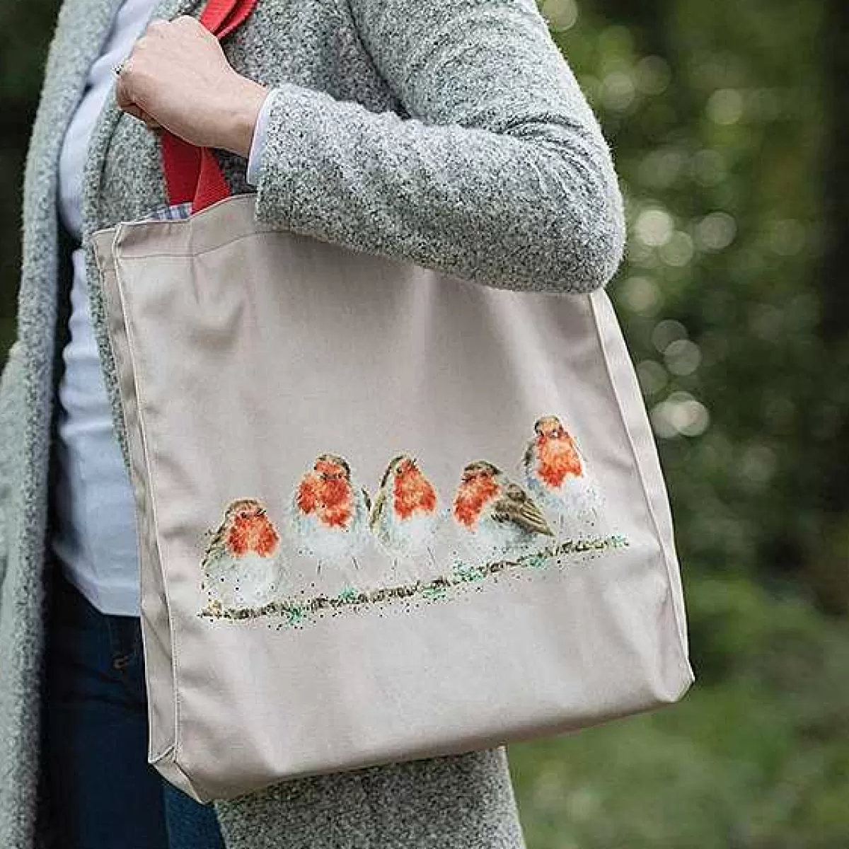 Canvas & Foldable Shopping Bags>Wrendale Designs Jolly Robin' Robin Canvas Bag