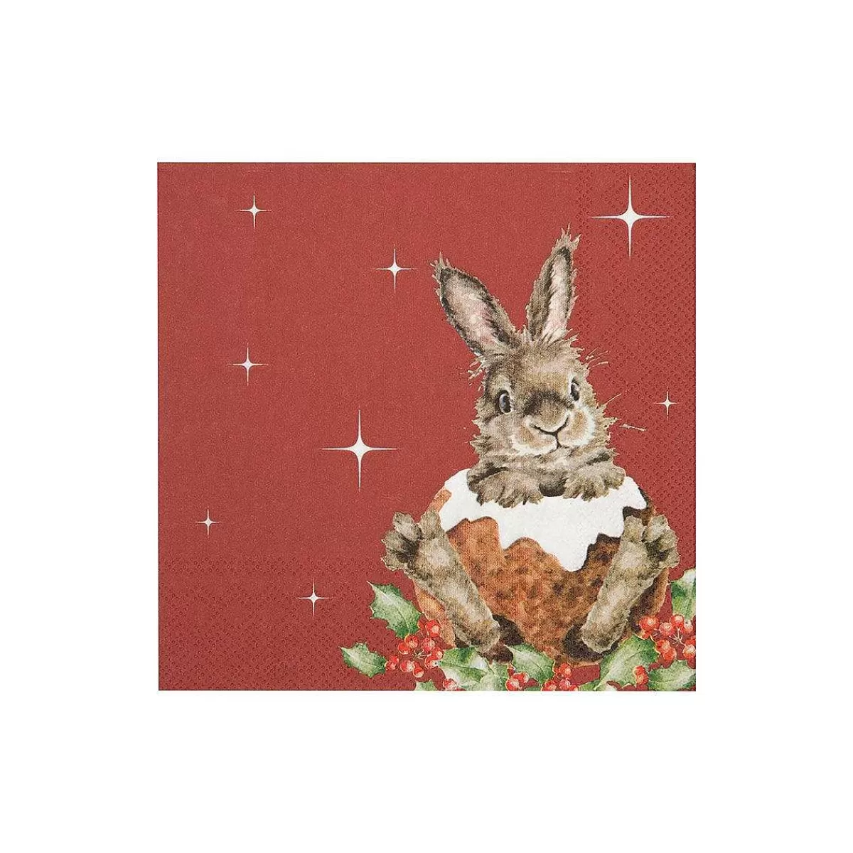 Napkins>Wrendale Designs Merry Little Christmas' Rabbit Cocktail Napkin