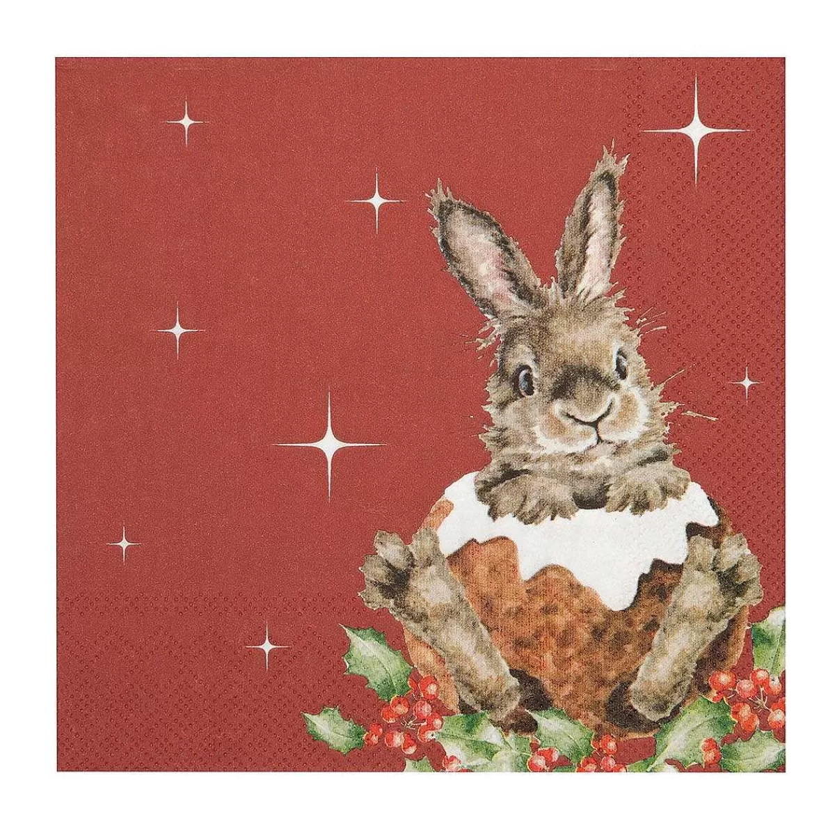 Napkins>Wrendale Designs Merry Little Christmas' Rabbit Lunch Napkin