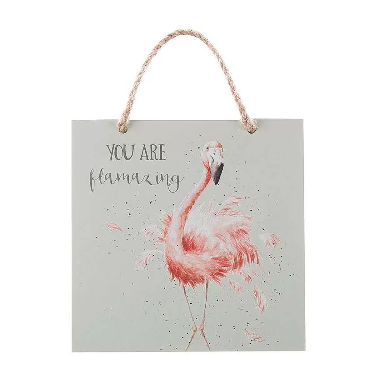 Back To School>Wrendale Designs Pretty In Pink' Flamingo Wooden Plaque