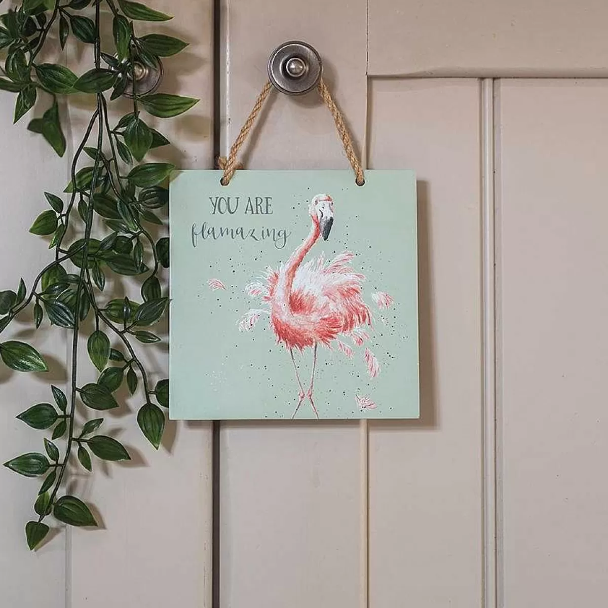 Back To School>Wrendale Designs Pretty In Pink' Flamingo Wooden Plaque