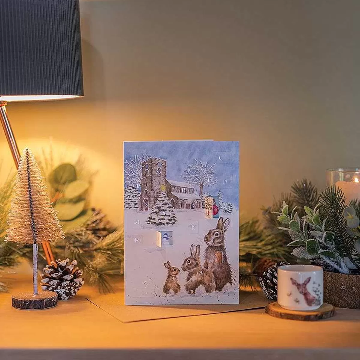 Advent Calendar Cards>Wrendale Designs Silent Night' Rabbit Advent Calendar Card