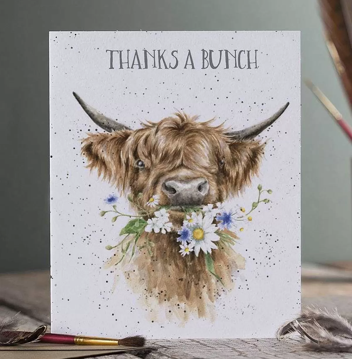 Thank You>Wrendale Designs Thanks A Bunch' Highland Cow Thank You Card