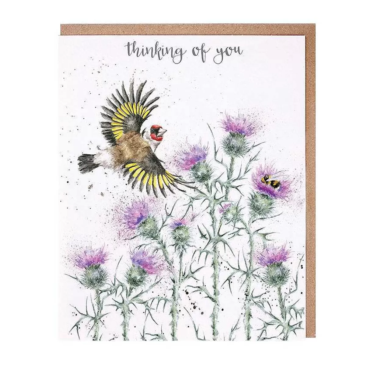 Thinking Of You>Wrendale Designs The Thistle Finch' Gold Finch Card