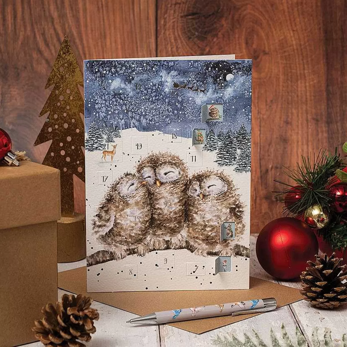 Advent Calendar Cards>Wrendale Designs Three Wise Men' Owl Advent Calendar Card