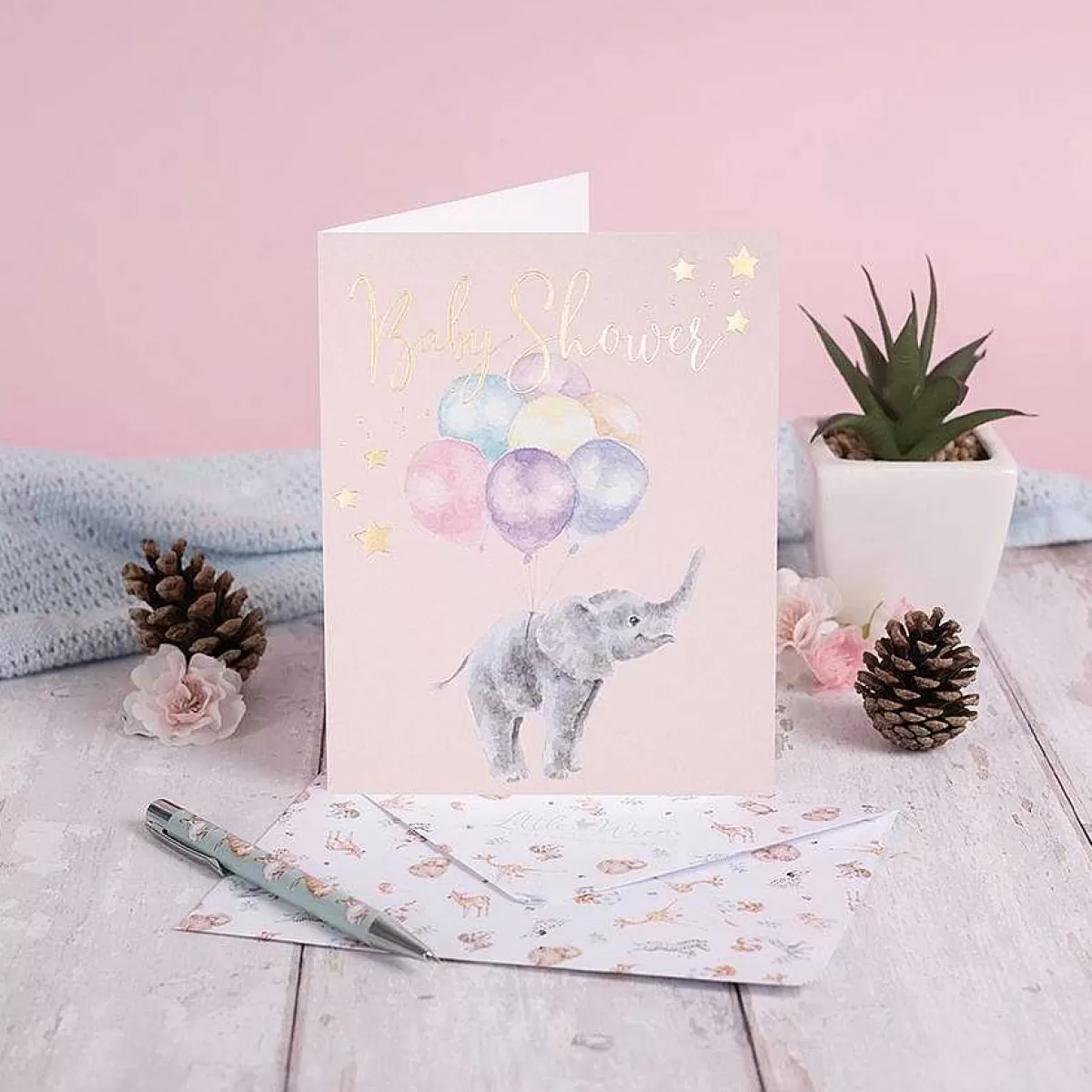 New Baby>Wrendale Designs Up And Away' Elephant Card