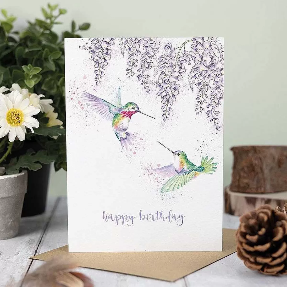 Birthday>Wrendale Designs Wisteria Wishes' Hummingbird Birthday Card