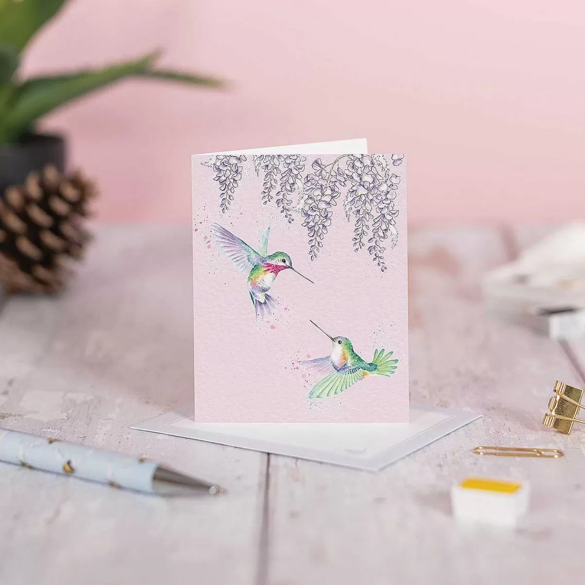 Gift Enclosure Cards>Wrendale Designs Wisteria Wishes' Hummingbird Gift Enclosure Card