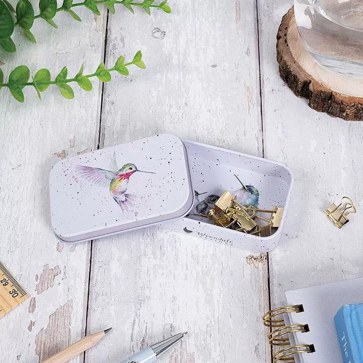 Mini Gift Tins>Wrendale Designs Wisteria Wishes' Hummingbird Mini Gift Tin