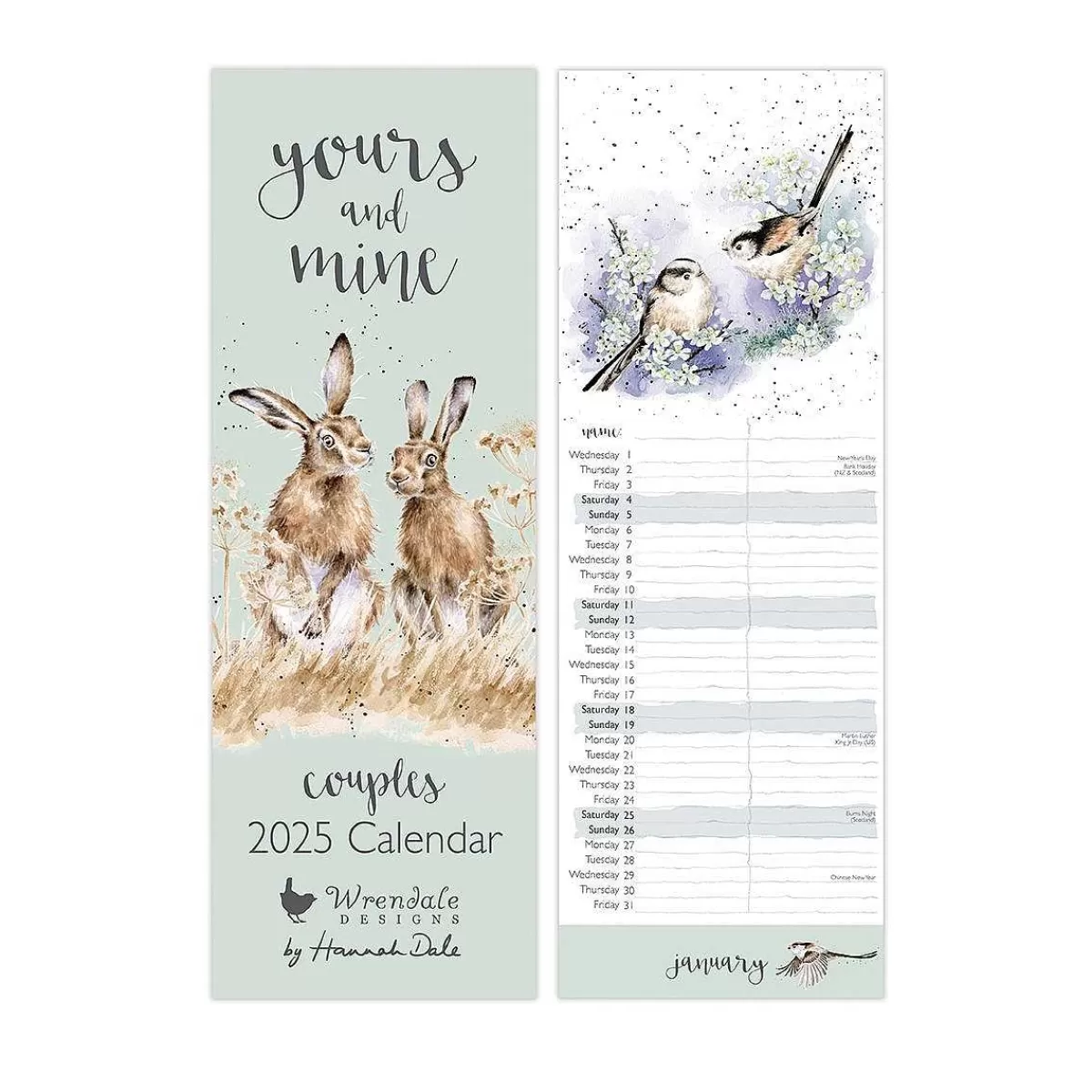 2024 Diaries & Calendars>Wrendale Designs Yours And Mine' Slim Calendar 2025